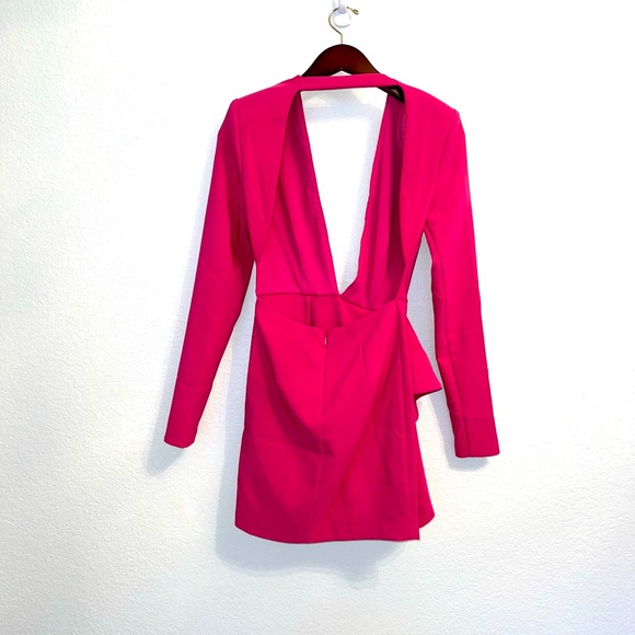Michael Costello REVOLVE Fena Mini Dress in Fuchsia - Picture 3 of 4
